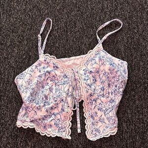 Floral Lace Trim Cami Top